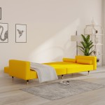 vidaXL Canapea extensibilă cu 2 locuri, 2 perne, galben, catifea vidaXL Canapea extensibilă cu 2 locuri, 2 perne, galben, catifea