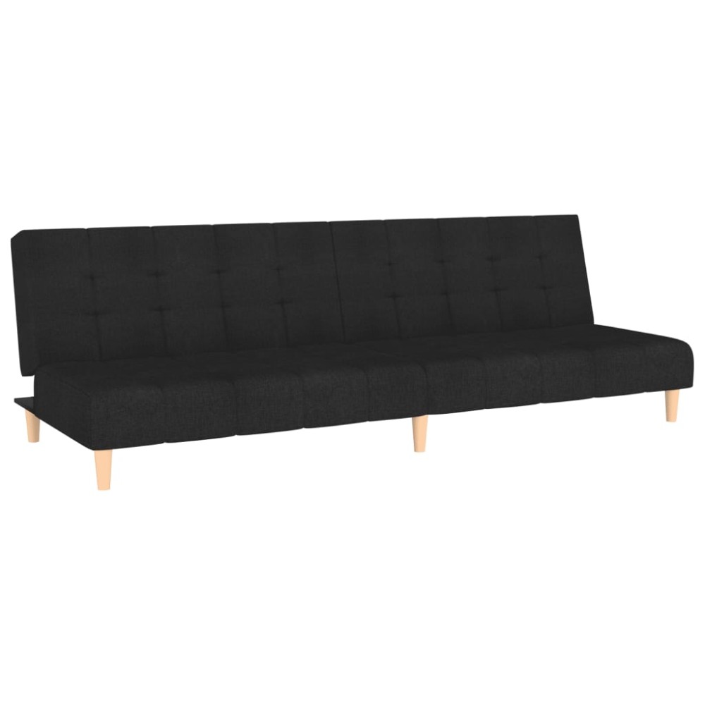 vidaXL Canapea extensibilă cu 2 locuri, negru, material textil