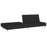 vidaXL Canapea extensibilă cu 2 locuri, negru, material textil