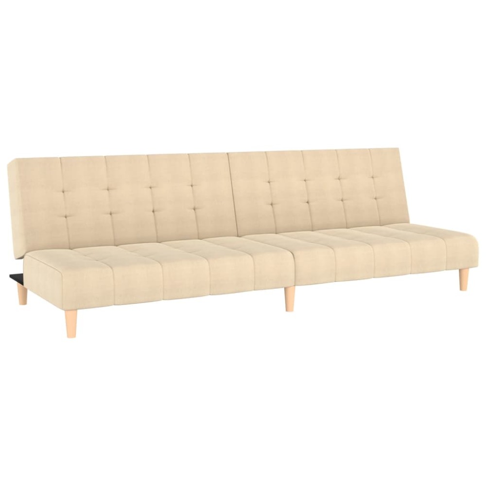 vidaXL Canapea extensibilă cu 2 locuri, crem, material textil