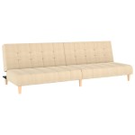 vidaXL Canapea extensibilă cu 2 locuri, crem, material textil vidaXL Canapea extensibilă cu 2 locuri, crem, material textil