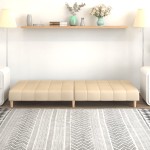 vidaXL Canapea extensibilă cu 2 locuri, crem, material textil vidaXL Canapea extensibilă cu 2 locuri, crem, material textil