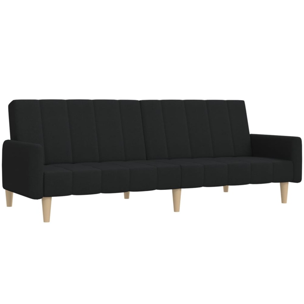 vidaXL Canapea extensibilă cu 2 locuri, negru, material textil
