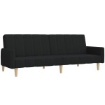 vidaXL Canapea extensibilă cu 2 locuri, negru, material textil