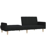 vidaXL Canapea extensibilă cu 2 locuri, negru, material textil