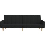 vidaXL Canapea extensibilă cu 2 locuri, negru, material textil