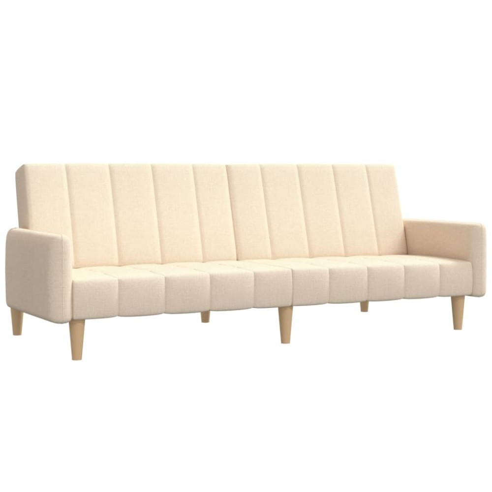 vidaXL Canapea extensibilă cu 2 locuri, crem, material textil