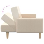 vidaXL Canapea extensibilă cu 2 locuri, crem, material textil vidaXL Canapea extensibilă cu 2 locuri, crem, material textil