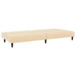 vidaXL Canapea extensibilă cu 2 locuri, crem, catifea vidaXL Canapea extensibilă cu 2 locuri, crem, catifea