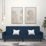 vidaXL Canapea extensibilă cu 2 locuri, albastru, catifea vidaXL Canapea extensibilă cu 2 locuri, albastru, catifea
