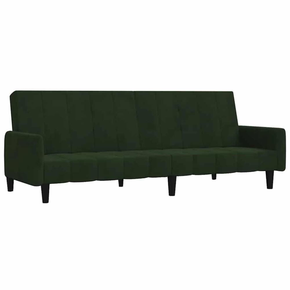 vidaXL Canapea extensibilă cu 2 locuri, verde închis, catifea