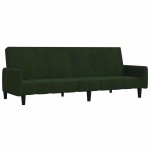 vidaXL Canapea extensibilă cu 2 locuri, verde închis, catifea