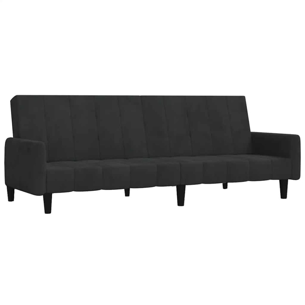 vidaXL Canapea extensibilă cu 2 locuri, negru, catifea
