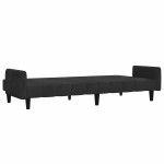 vidaXL Canapea extensibilă cu 2 locuri, negru, catifea