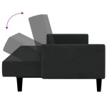 vidaXL Canapea extensibilă cu 2 locuri, negru, catifea