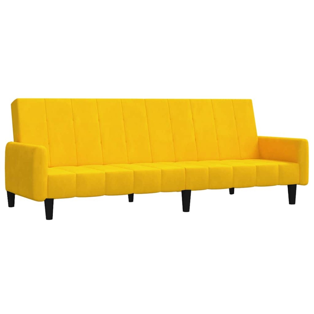 vidaXL Canapea extensibilă cu 2 locuri, galben, catifea