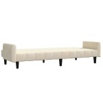 vidaXL Canapea extensibilă cu 2 locuri, crem, catifea vidaXL Canapea extensibilă cu 2 locuri, crem, catifea