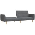 vidaXL Canapea extensibilă cu 2 locuri, gri deschis, țesătură