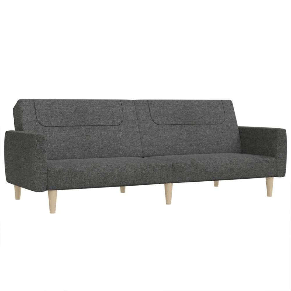 vidaXL Canapea extensibilă cu 2 locuri, gri închis, textil