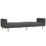 vidaXL Canapea extensibilă cu 2 locuri, gri închis, textil