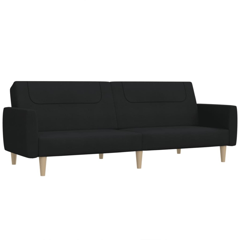 vidaXL Canapea extensibilă cu 2 locuri, negru, material textil
