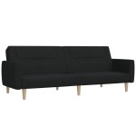 vidaXL Canapea extensibilă cu 2 locuri, negru, material textil