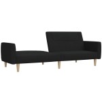 vidaXL Canapea extensibilă cu 2 locuri, negru, material textil