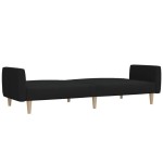 vidaXL Canapea extensibilă cu 2 locuri, negru, material textil