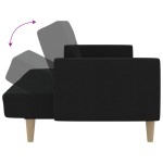 vidaXL Canapea extensibilă cu 2 locuri, negru, material textil