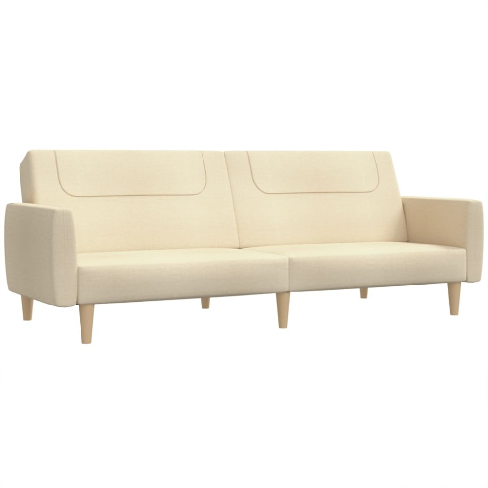 vidaXL Canapea extensibilă cu 2 locuri, crem, material textil