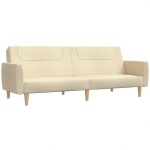 vidaXL Canapea extensibilă cu 2 locuri, crem, material textil vidaXL Canapea extensibilă cu 2 locuri, crem, material textil