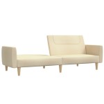 vidaXL Canapea extensibilă cu 2 locuri, crem, material textil vidaXL Canapea extensibilă cu 2 locuri, crem, material textil
