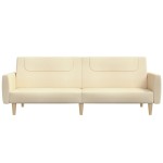 vidaXL Canapea extensibilă cu 2 locuri, crem, material textil vidaXL Canapea extensibilă cu 2 locuri, crem, material textil