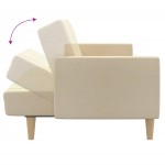 vidaXL Canapea extensibilă cu 2 locuri, crem, material textil vidaXL Canapea extensibilă cu 2 locuri, crem, material textil
