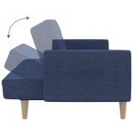 vidaXL Canapea extensibilă cu 2 locuri, albastru, material textil