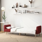 vidaXL Canapea extensibilă cu 2 locuri, roșu vin, material textil