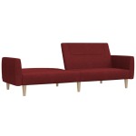 vidaXL Canapea extensibilă cu 2 locuri, roșu vin, material textil