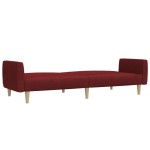 vidaXL Canapea extensibilă cu 2 locuri, roșu vin, material textil