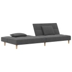 vidaXL Canapea extensibilă cu 2 locuri, 2 perne, gri deschis, textil