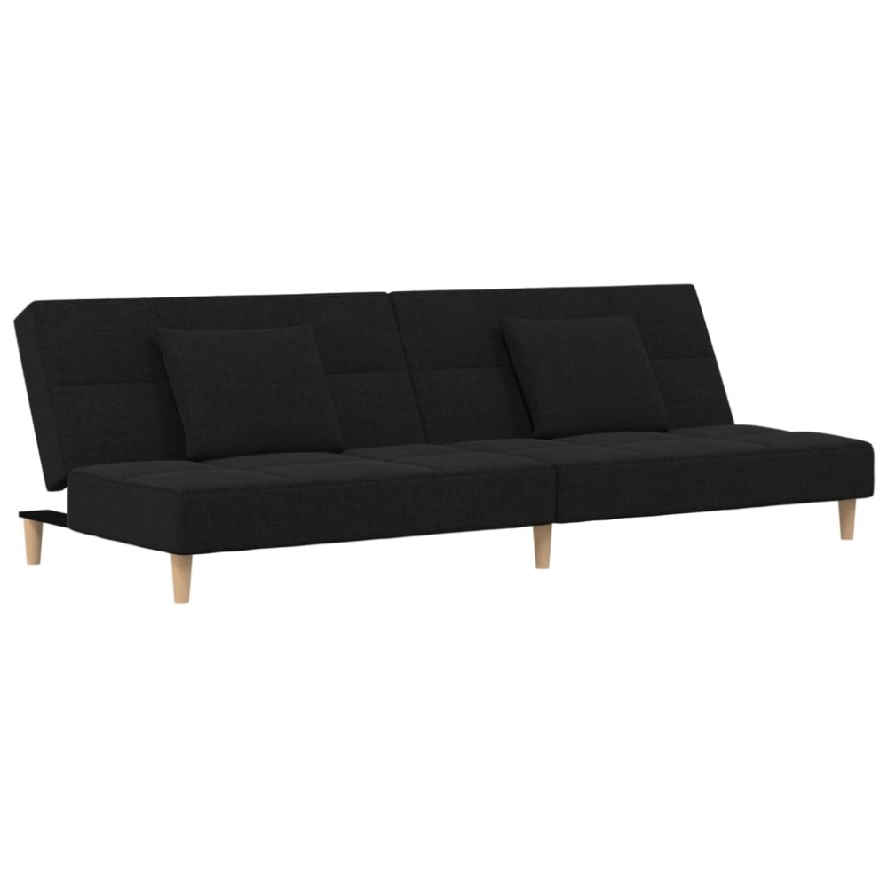 vidaXL Canapea extensibilă cu 2 locuri, 2 perne, negru, textil
