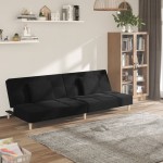 vidaXL Canapea extensibilă cu 2 locuri, 2 perne, negru, textil vidaXL Canapea extensibilă cu 2 locuri, 2 perne, negru, textil