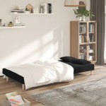 vidaXL Canapea extensibilă cu 2 locuri, 2 perne, negru, textil vidaXL Canapea extensibilă cu 2 locuri, 2 perne, negru, textil