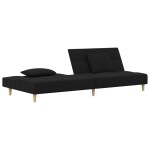 vidaXL Canapea extensibilă cu 2 locuri, 2 perne, negru, textil vidaXL Canapea extensibilă cu 2 locuri, 2 perne, negru, textil