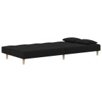vidaXL Canapea extensibilă cu 2 locuri, 2 perne, negru, textil vidaXL Canapea extensibilă cu 2 locuri, 2 perne, negru, textil