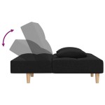 vidaXL Canapea extensibilă cu 2 locuri, 2 perne, negru, textil vidaXL Canapea extensibilă cu 2 locuri, 2 perne, negru, textil