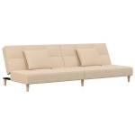 vidaXL Canapea extensibilă cu 2 locuri, 2 perne, crem, textil vidaXL Canapea extensibilă cu 2 locuri, 2 perne, crem, textil