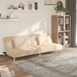 vidaXL Canapea extensibilă cu 2 locuri, 2 perne, crem, textil vidaXL Canapea extensibilă cu 2 locuri, 2 perne, crem, textil