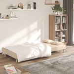 vidaXL Canapea extensibilă cu 2 locuri, 2 perne, crem, textil vidaXL Canapea extensibilă cu 2 locuri, 2 perne, crem, textil