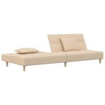 vidaXL Canapea extensibilă cu 2 locuri, 2 perne, crem, textil vidaXL Canapea extensibilă cu 2 locuri, 2 perne, crem, textil