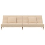 vidaXL Canapea extensibilă cu 2 locuri, 2 perne, crem, textil vidaXL Canapea extensibilă cu 2 locuri, 2 perne, crem, textil